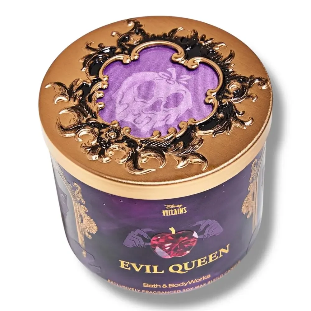 Disney Villains Evil Queen 3 Wick Candle Snow White Limited Edition Lid BBW Gift